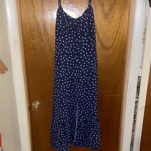 Elegant Navy Polka Dot Dress